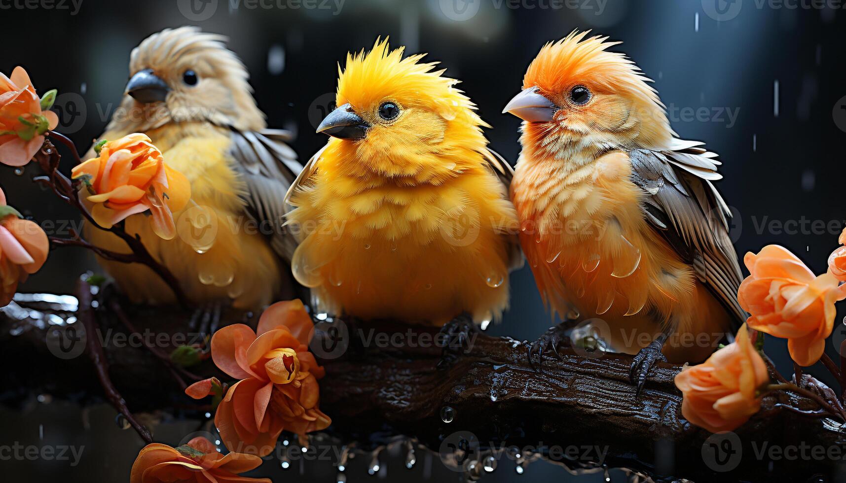 A cute macaw perching on a branch in a tropical forest generated by AI photo