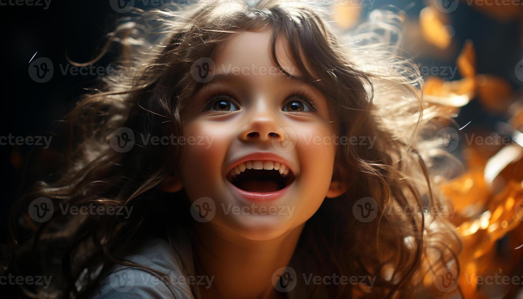 Smiling child, cute and cheerful, enjoying nature carefree summer generated by AI photo