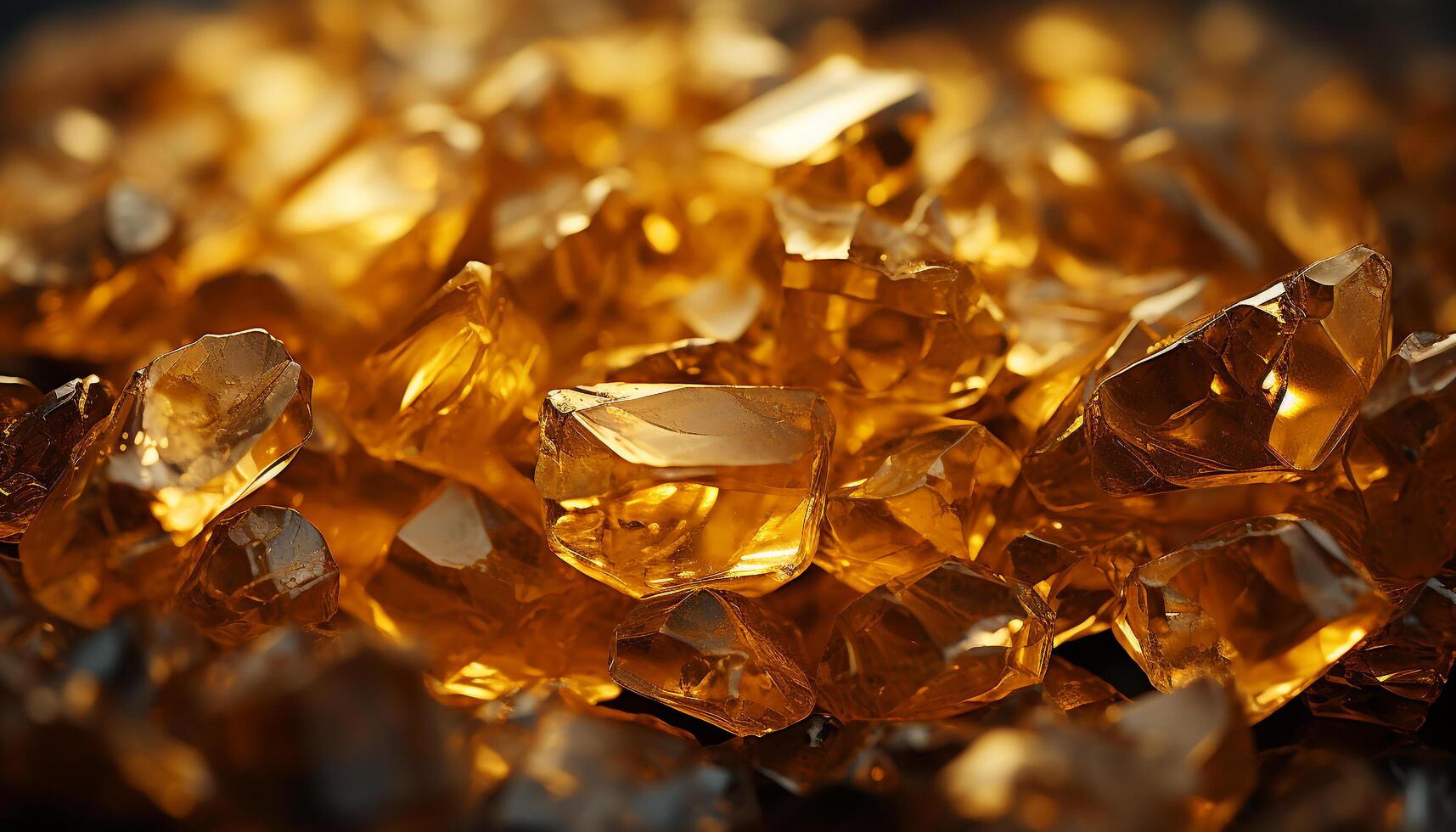 Shiny gemstone jewelry, precious gold colored object, vibrant nature reflection generated by AI photo