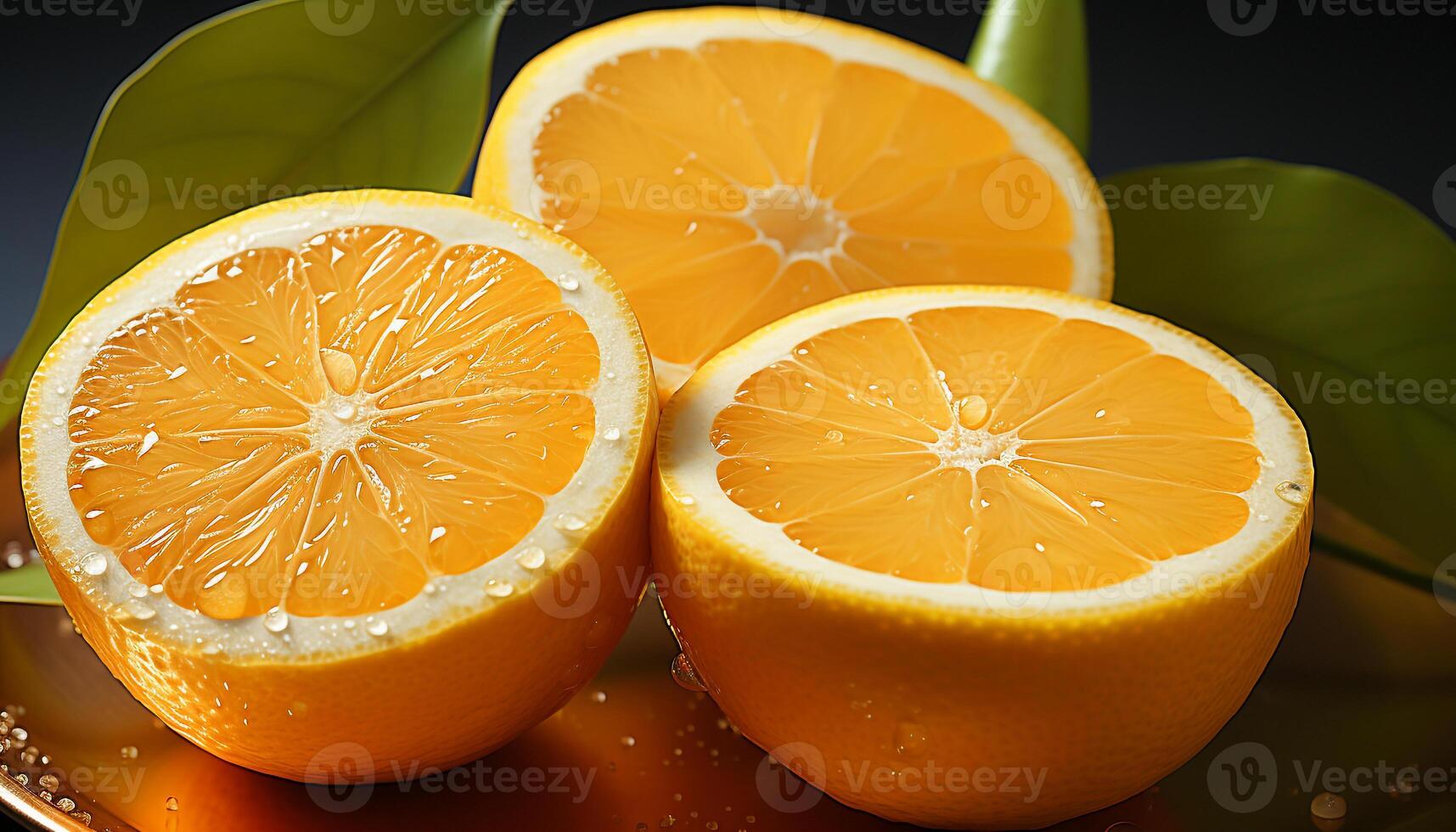 Fresh citrus fruit slice, nature juicy, healthy, vibrant refreshment generated by AI photo