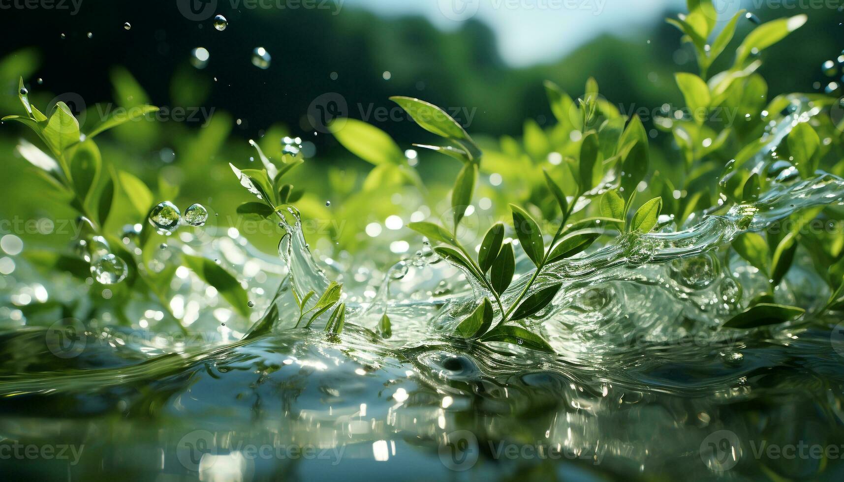 Fresco verde hoja con Rocío soltar refleja belleza de naturaleza generado por ai foto