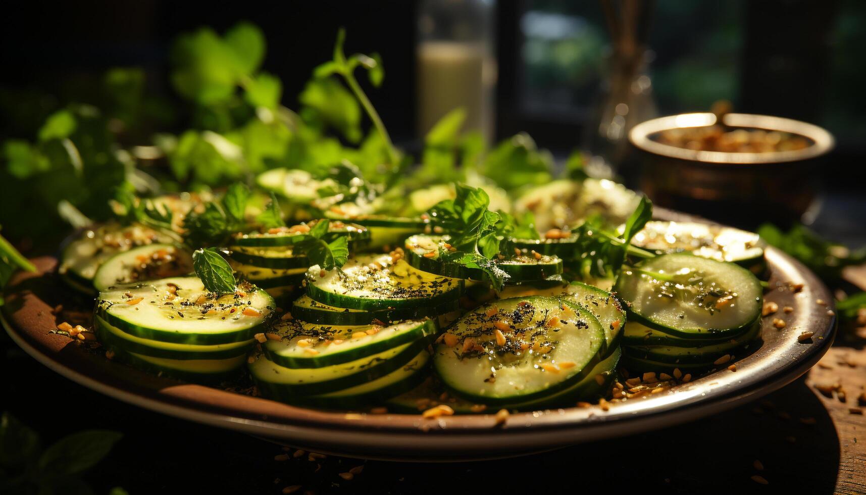 Fresh grilled vegetarian meal on rustic wooden table, nature gourmet generated by AI photo