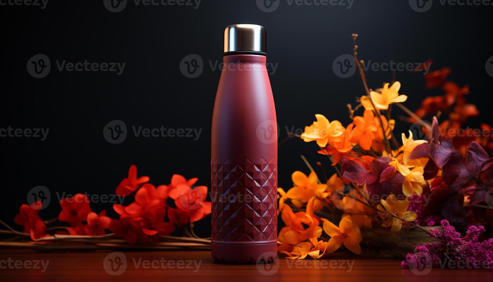 Freshness in a bottle, nature beauty on a wooden table generated by AI photo