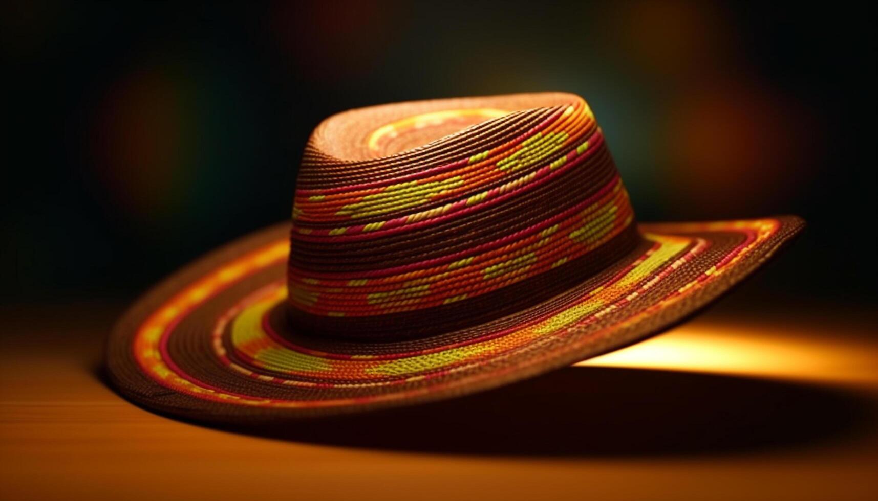 elegante hombres Paja sombrero, Perfecto para verano celebraciones y vacaciones generado por ai foto