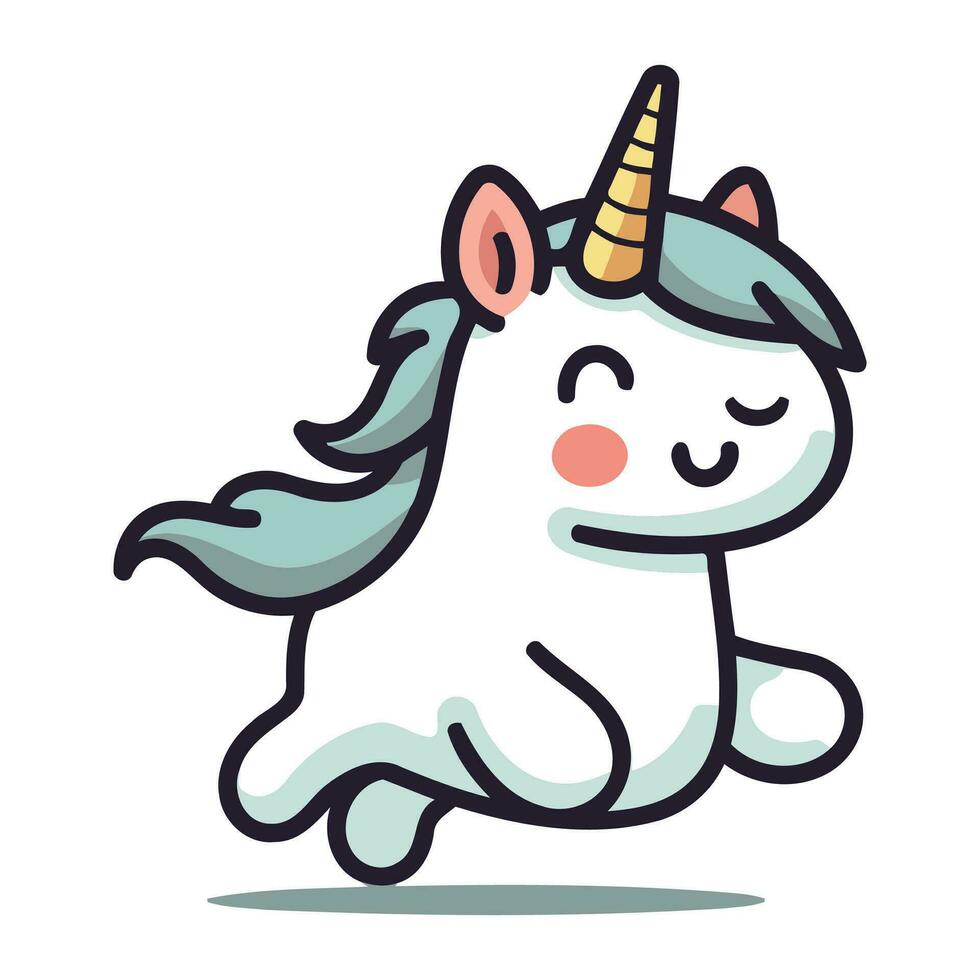 unicornio corriendo dibujos animados vector ilustración. linda unicornio personaje.