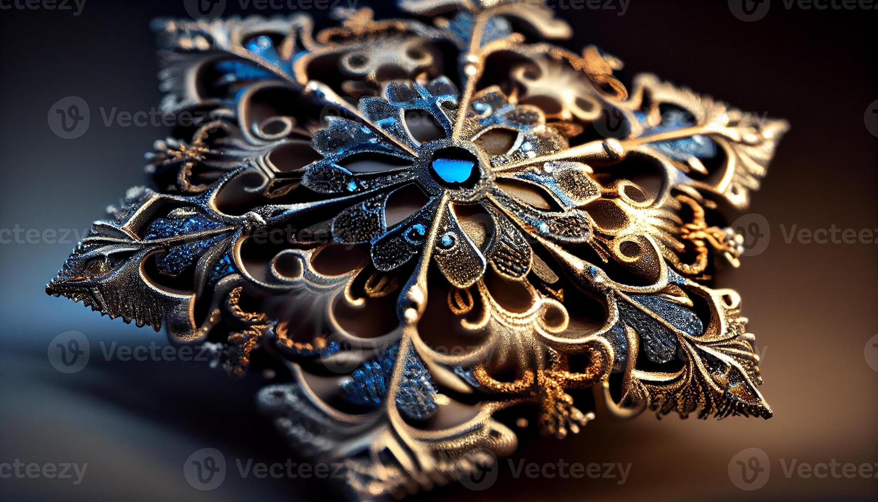Luxury gold jewelry with ornate floral pattern generated by AI photo