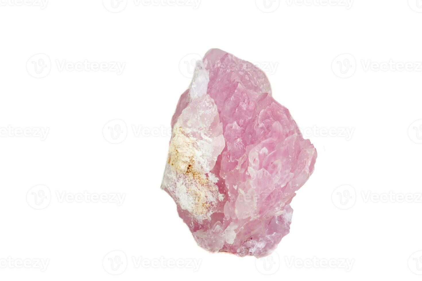 Macro mineral stone Rose quartz on white background photo