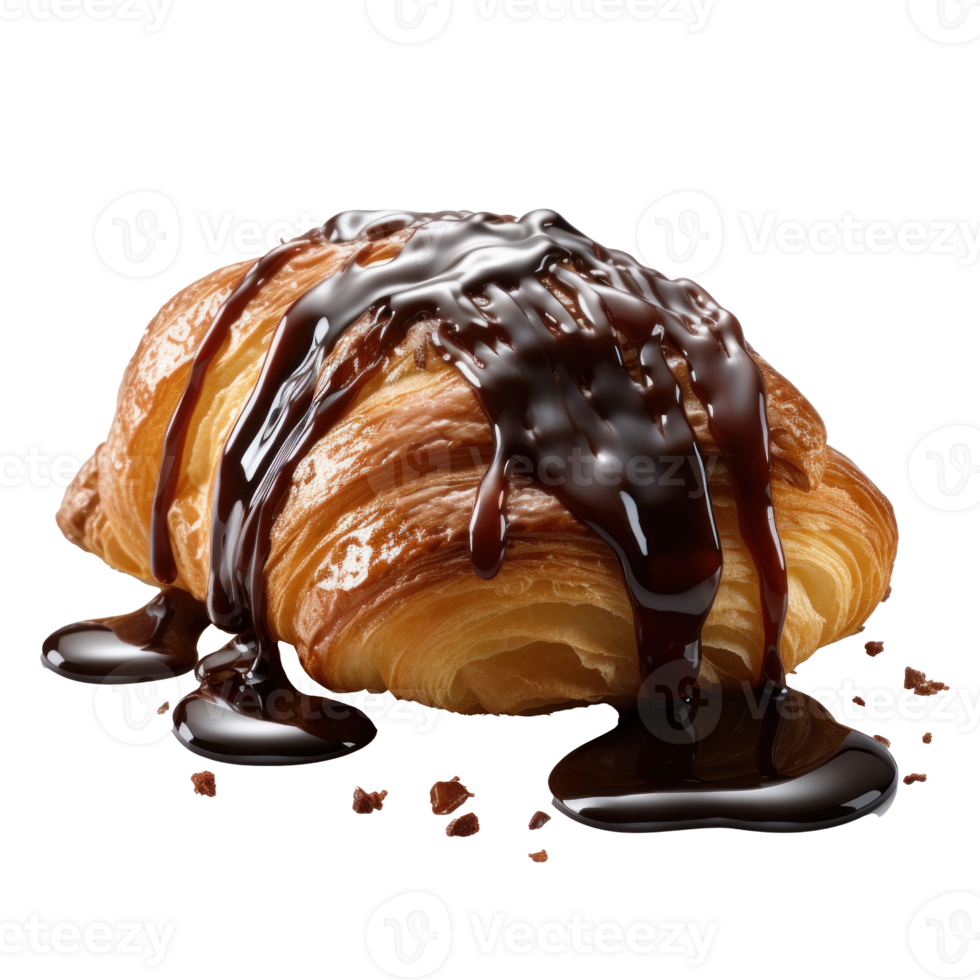 ein Croissant nieselt mit Schokolade Sirup isoliert 33311612 PNG