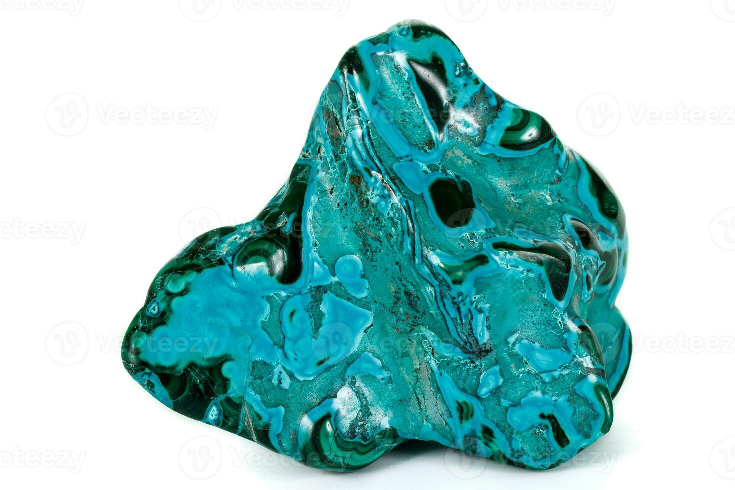 Macro mineral stone malachite Chrysocolla on a white background photo