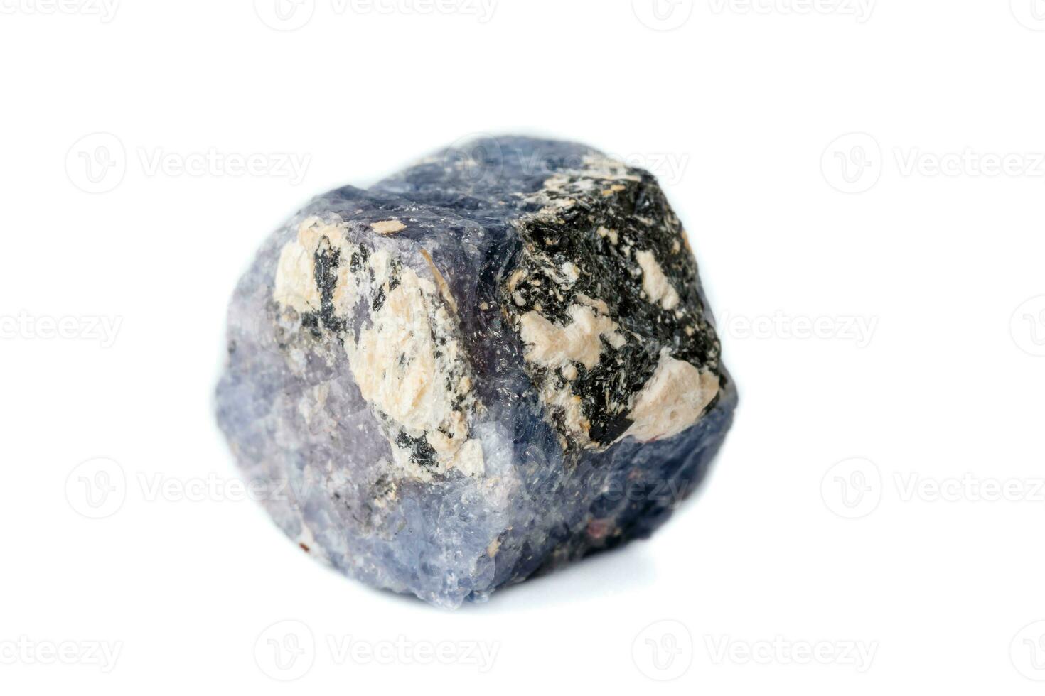Macro Sapphire mineral on white background photo