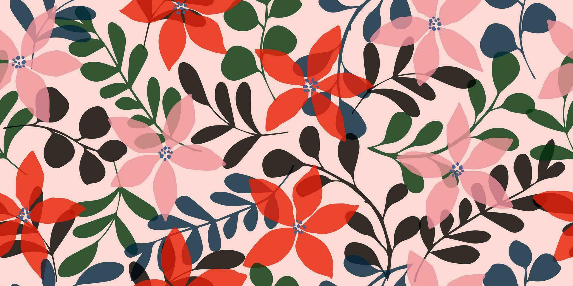 mano dibujado flores, sin costura patrones con floral para tela, textiles, ropa, envase papel, cubrir, bandera, interior decoración, resumen antecedentes. vector