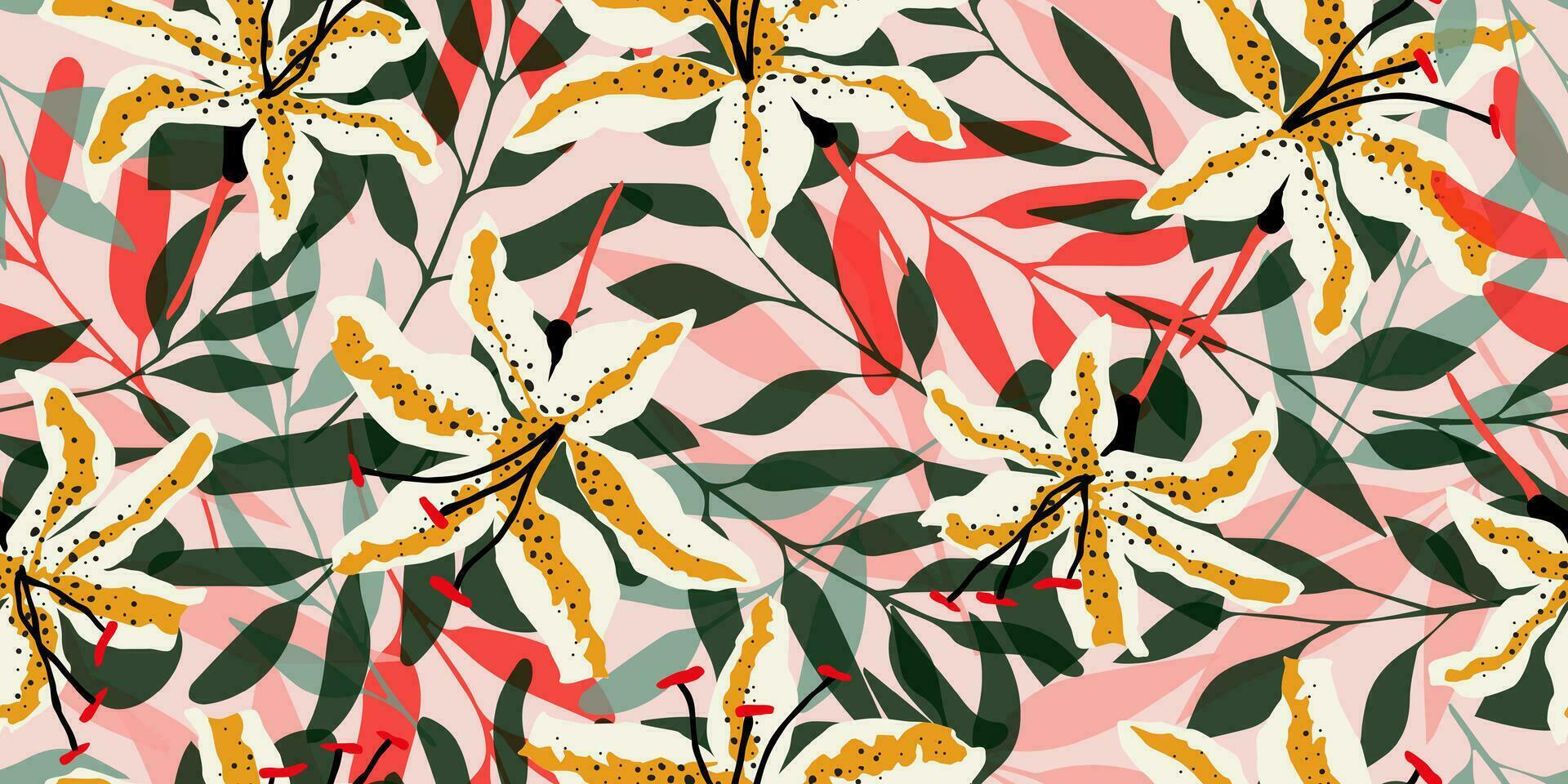 mano dibujado flores, sin costura patrones con floral para tela, textiles, ropa, envase papel, cubrir, bandera, interior decoración, resumen antecedentes. vector