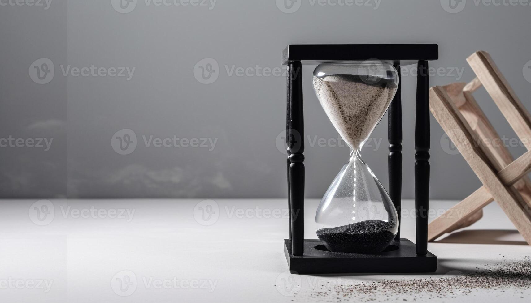 Antique hourglass measures time, ideas flow endlessly generated by AI photo