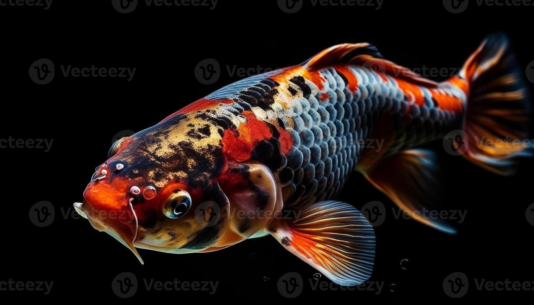 Vibrant koi carp swim in stunning pond generated by AI photo