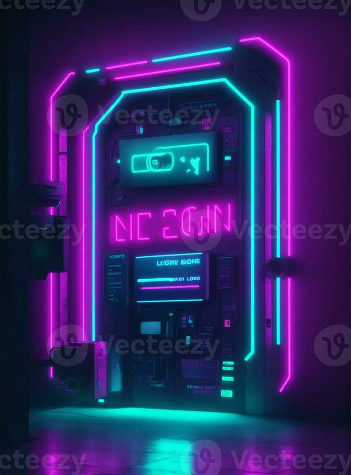 Neon glass door photo