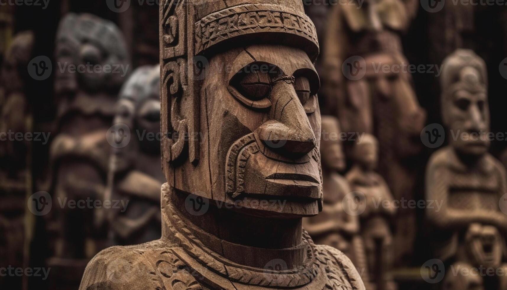 Ancient idol sculpture symbolizes indigenous spirituality and culture generated by AI photo