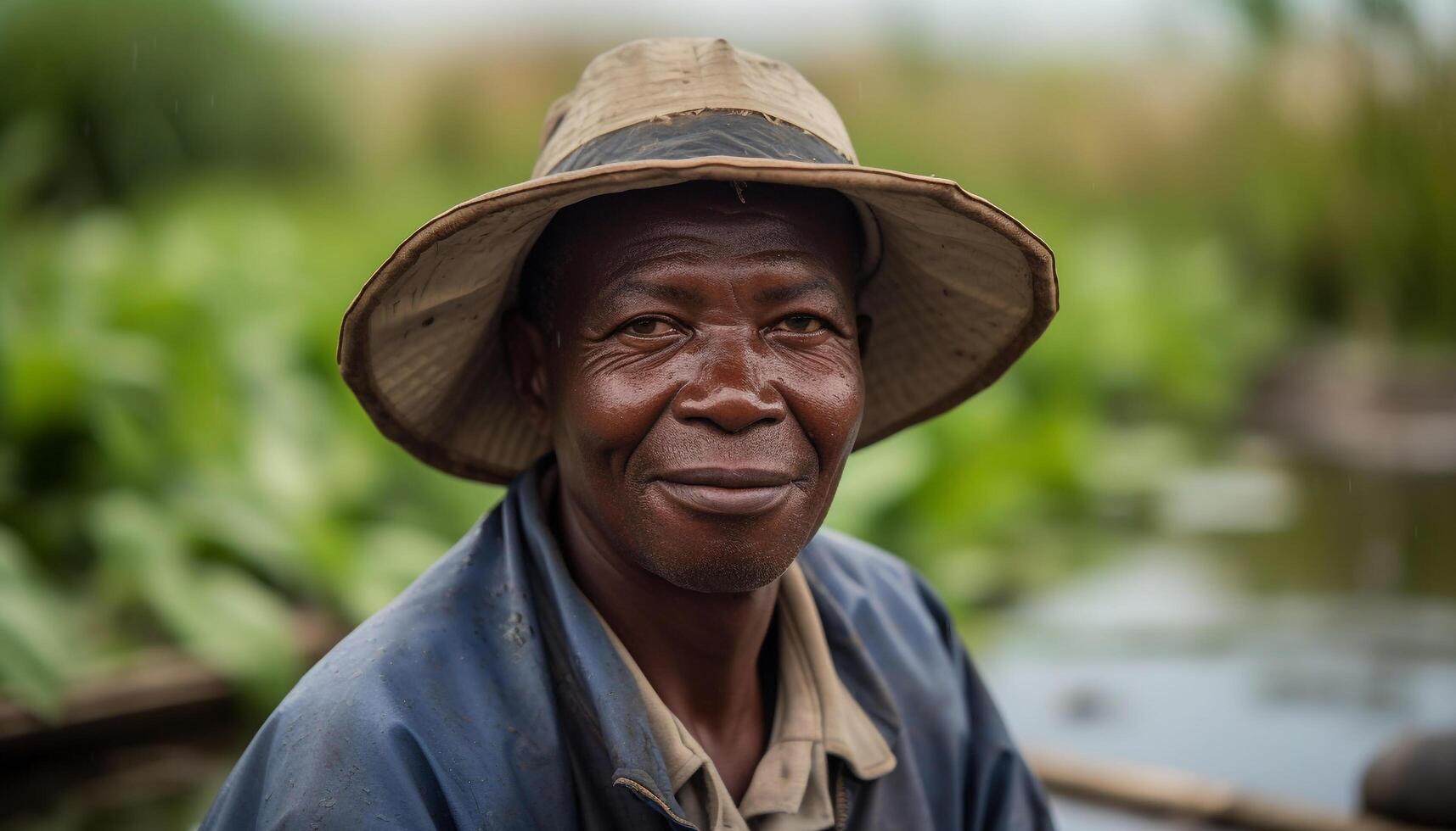 Smiling senior farmer working outdoors in nature generated by AI photo