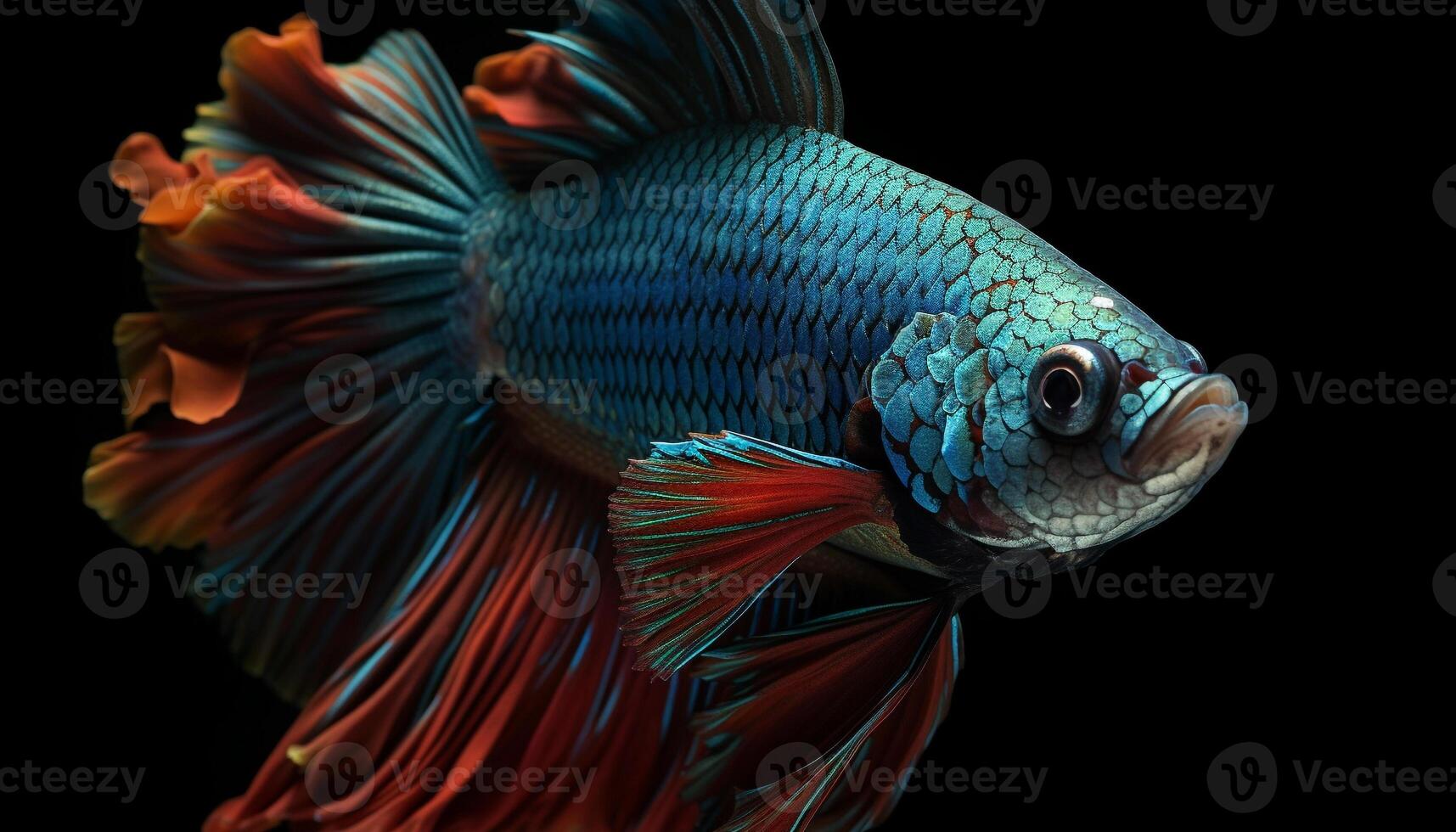 Siamese fighting fish tail flames with aggression generated by AI photo