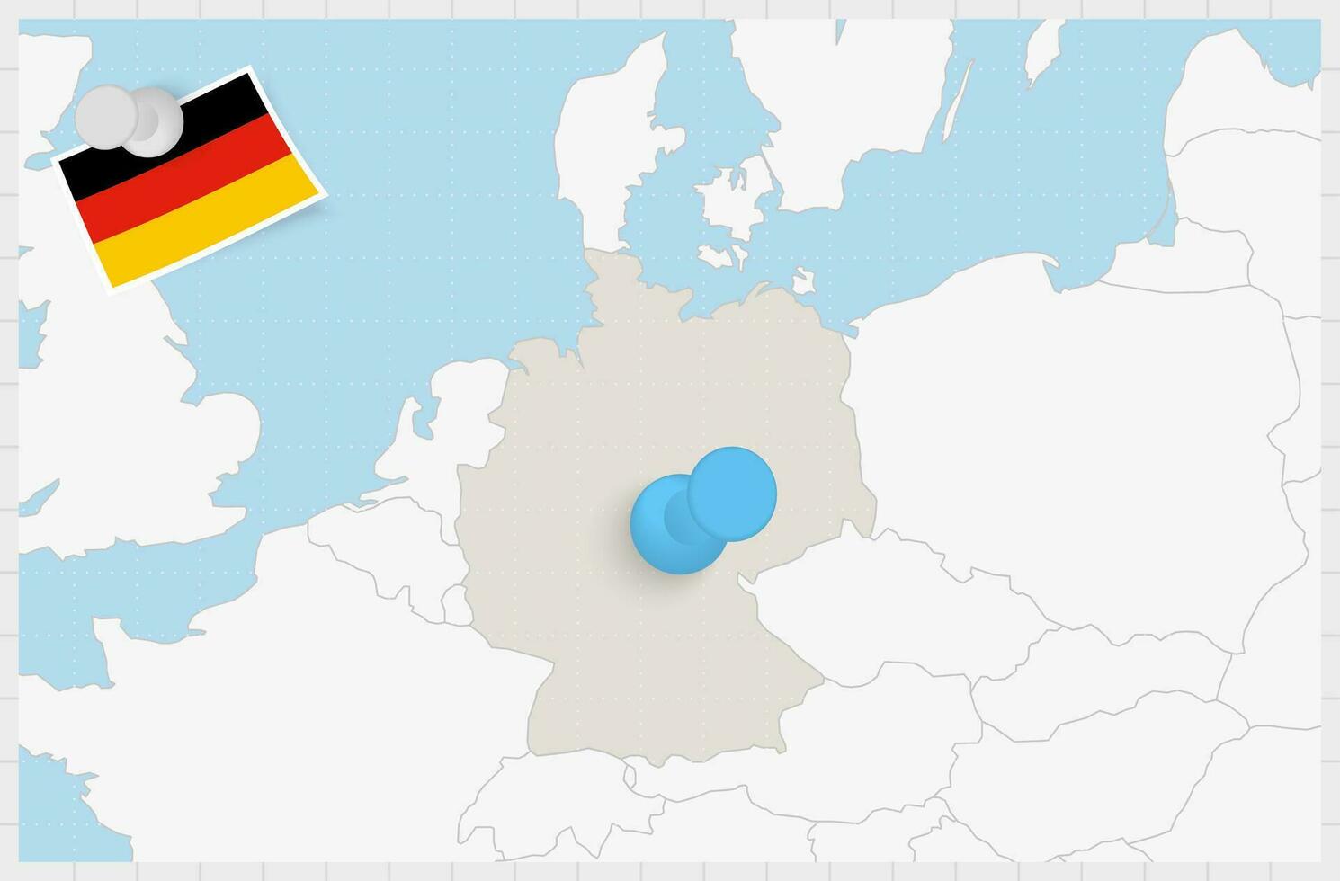 mapa de Alemania con un clavado azul alfiler. clavado bandera de Alemania. vector