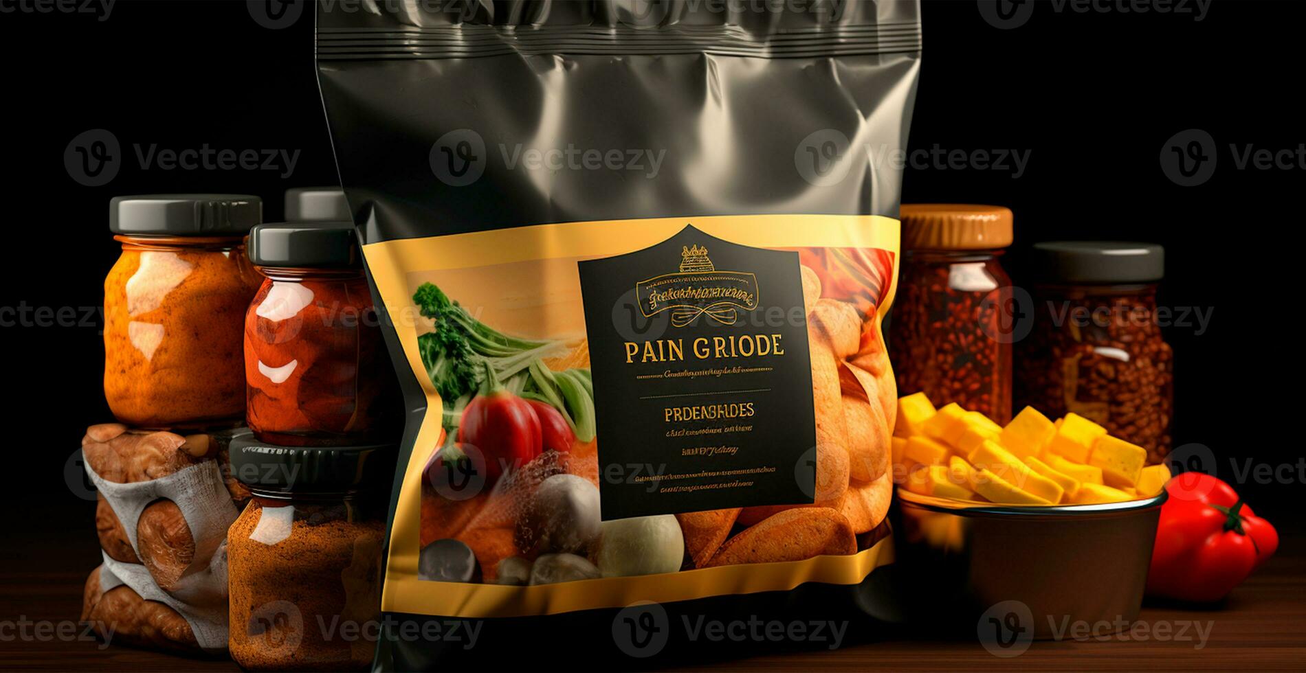 Packaging of various food, eco products - AI generated image photo