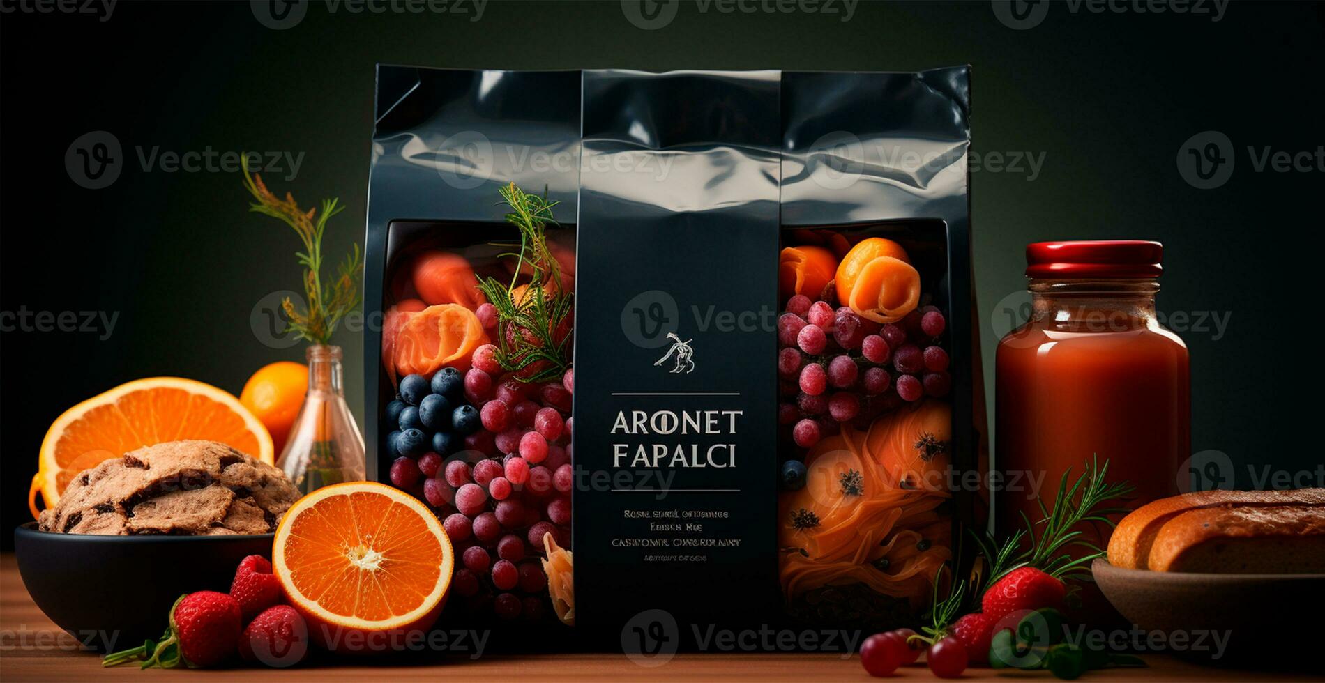 Packaging of various food, eco products - AI generated image photo