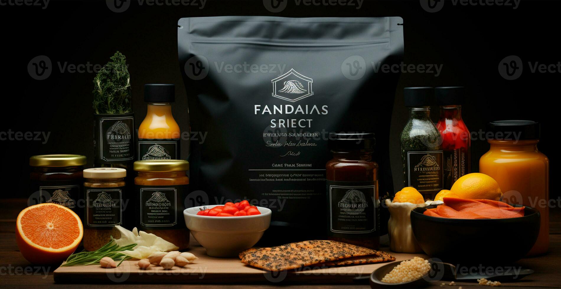 Packaging of various food, eco products - AI generated image photo