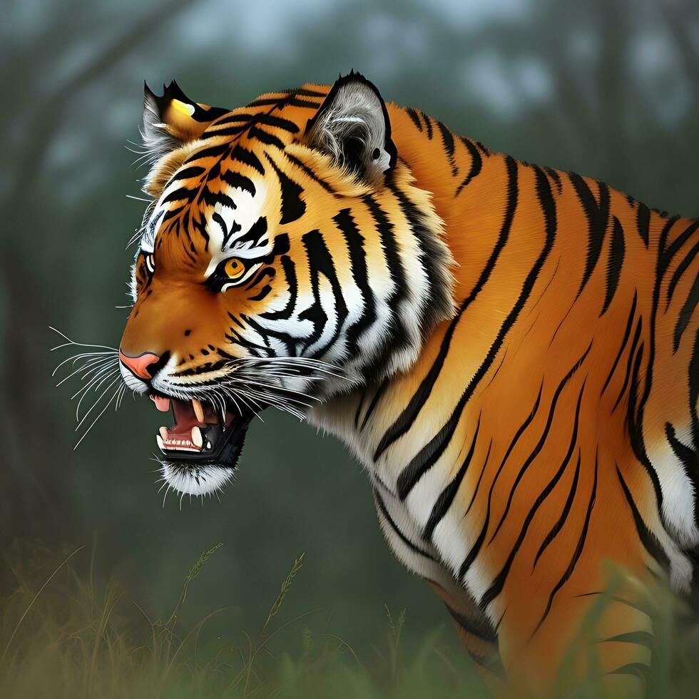 Front view of wild tiger in nature photo