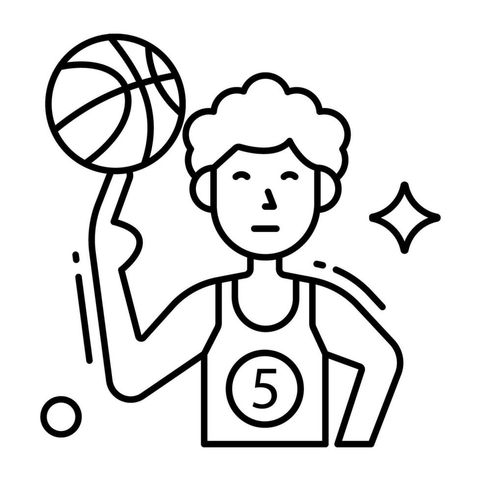 An editable design icon of basketball player vector