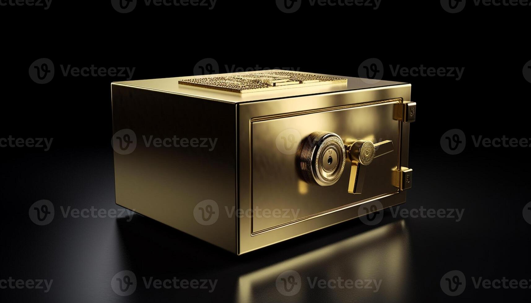 Secure savings in gold bank vaults shine generated by AI photo
