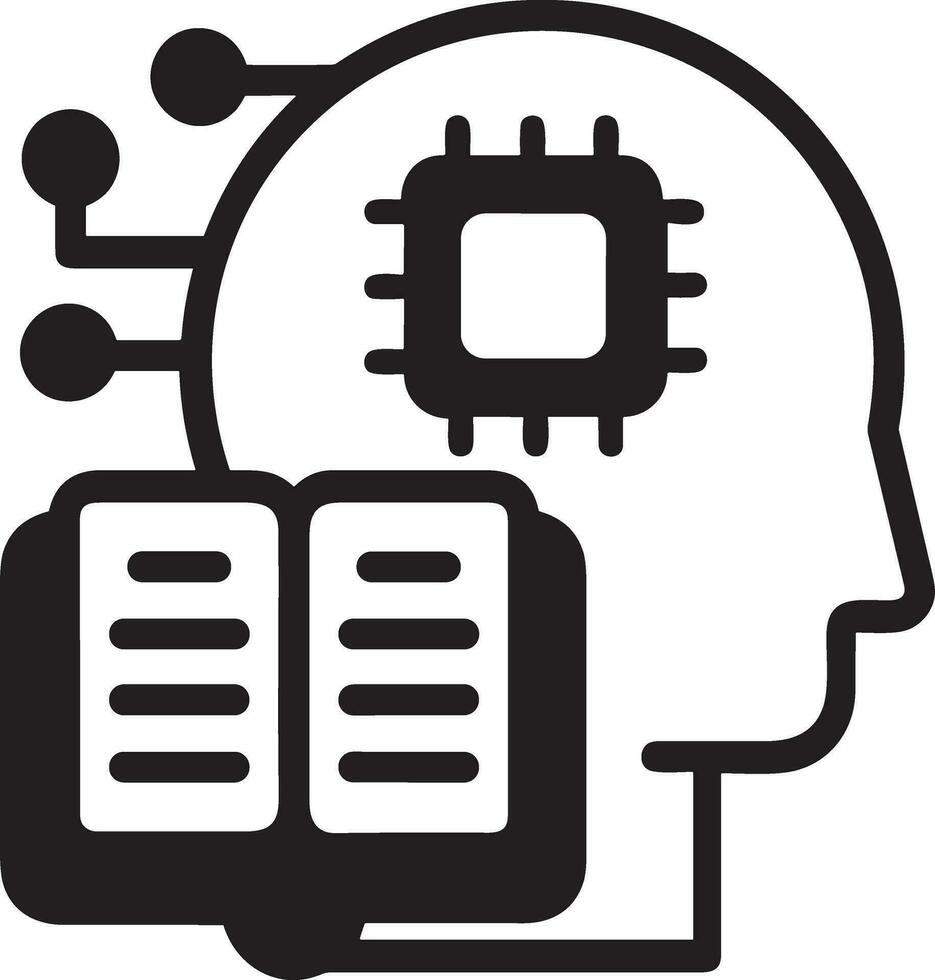 Artificial Intelligence icon symbol vector image. Illustration of the brain robot learning human smart algorithm design image.