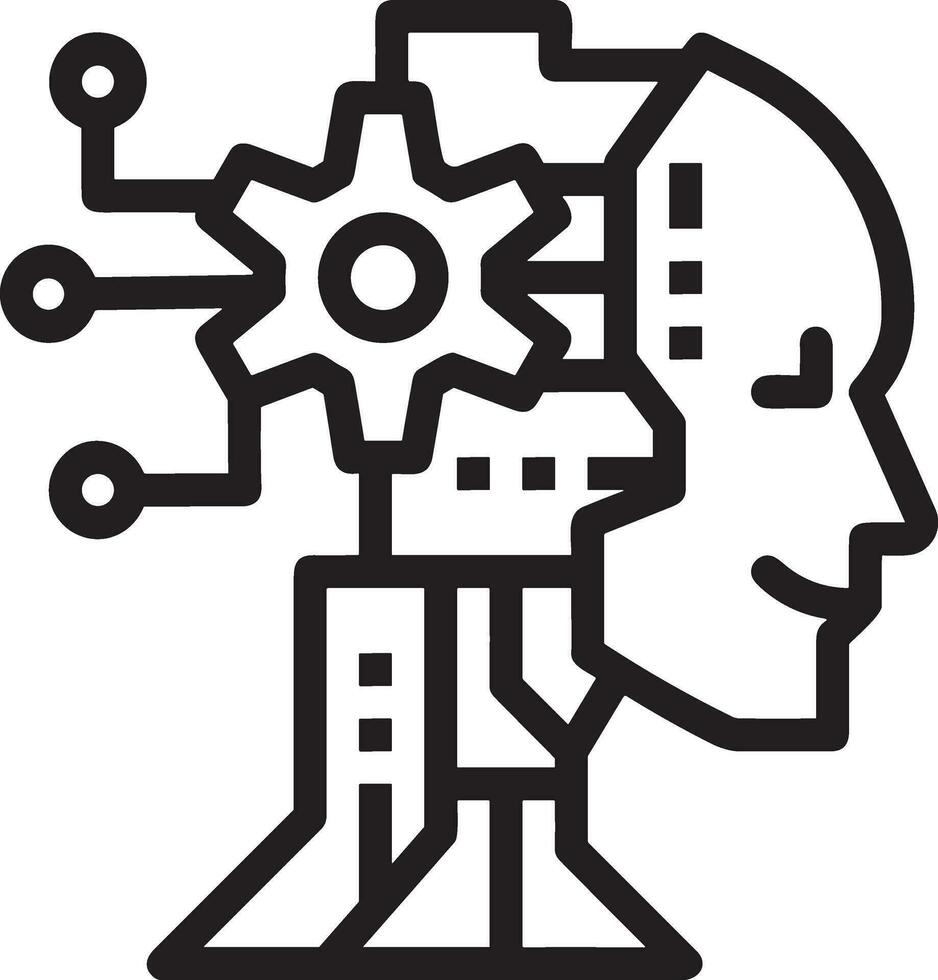 Artificial Intelligence icon symbol vector image. Illustration of the brain robot learning human smart algorithm design image.