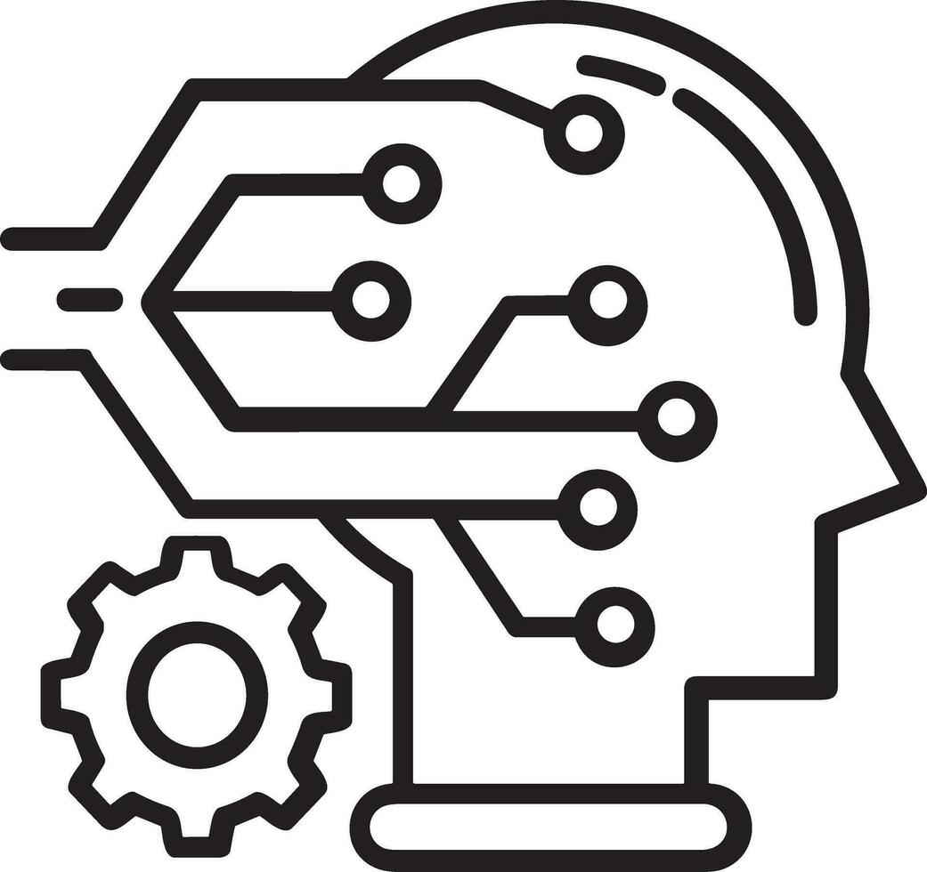 Artificial Intelligence icon symbol vector image. Illustration of the brain robot learning human smart algorithm design image.