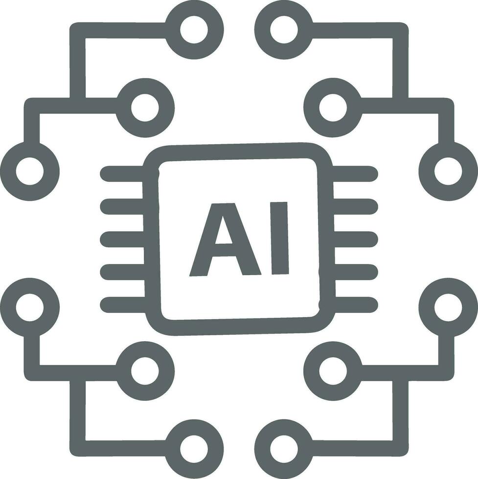 Artificial Intelligence icon symbol vector image. Illustration of the brain robot learning human smart algorithm design image.
