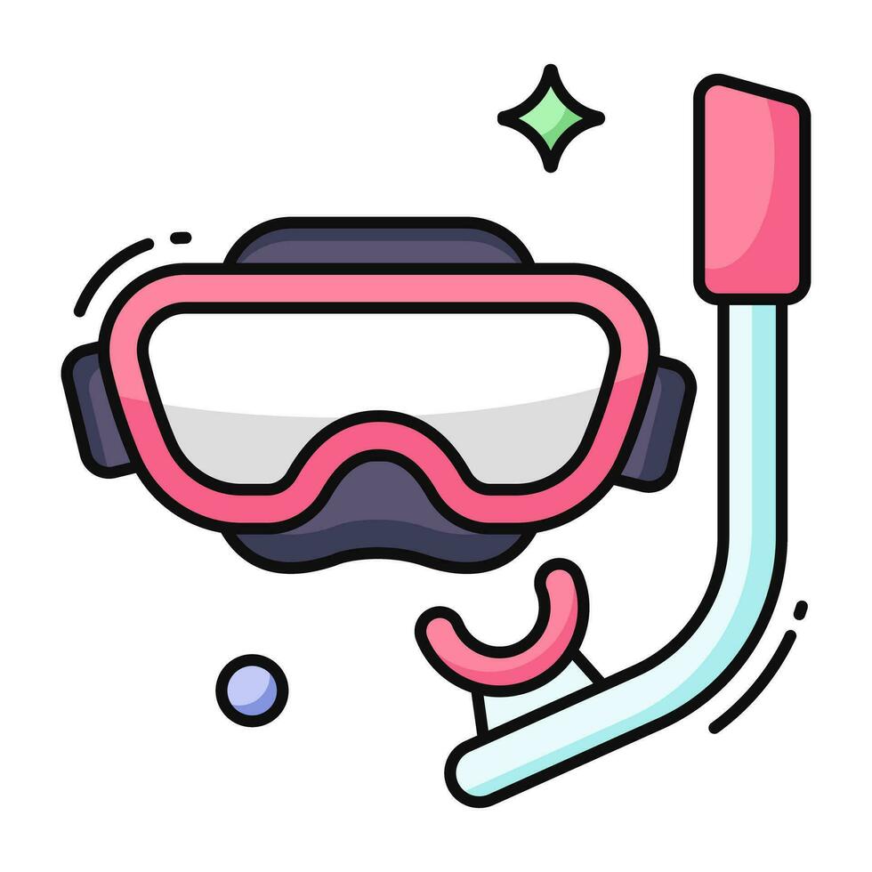 Oxygen pipe with goggles, icon of snorkeling mask vector