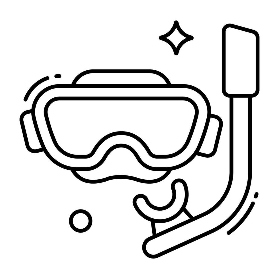 Oxygen pipe with goggles, icon of snorkeling mask vector