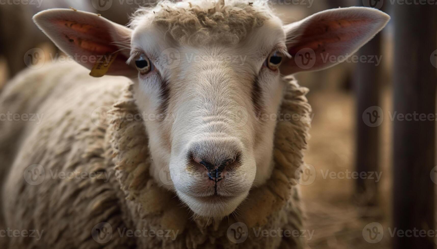 Cute young livestock grazing in rural meadow generated by AI photo