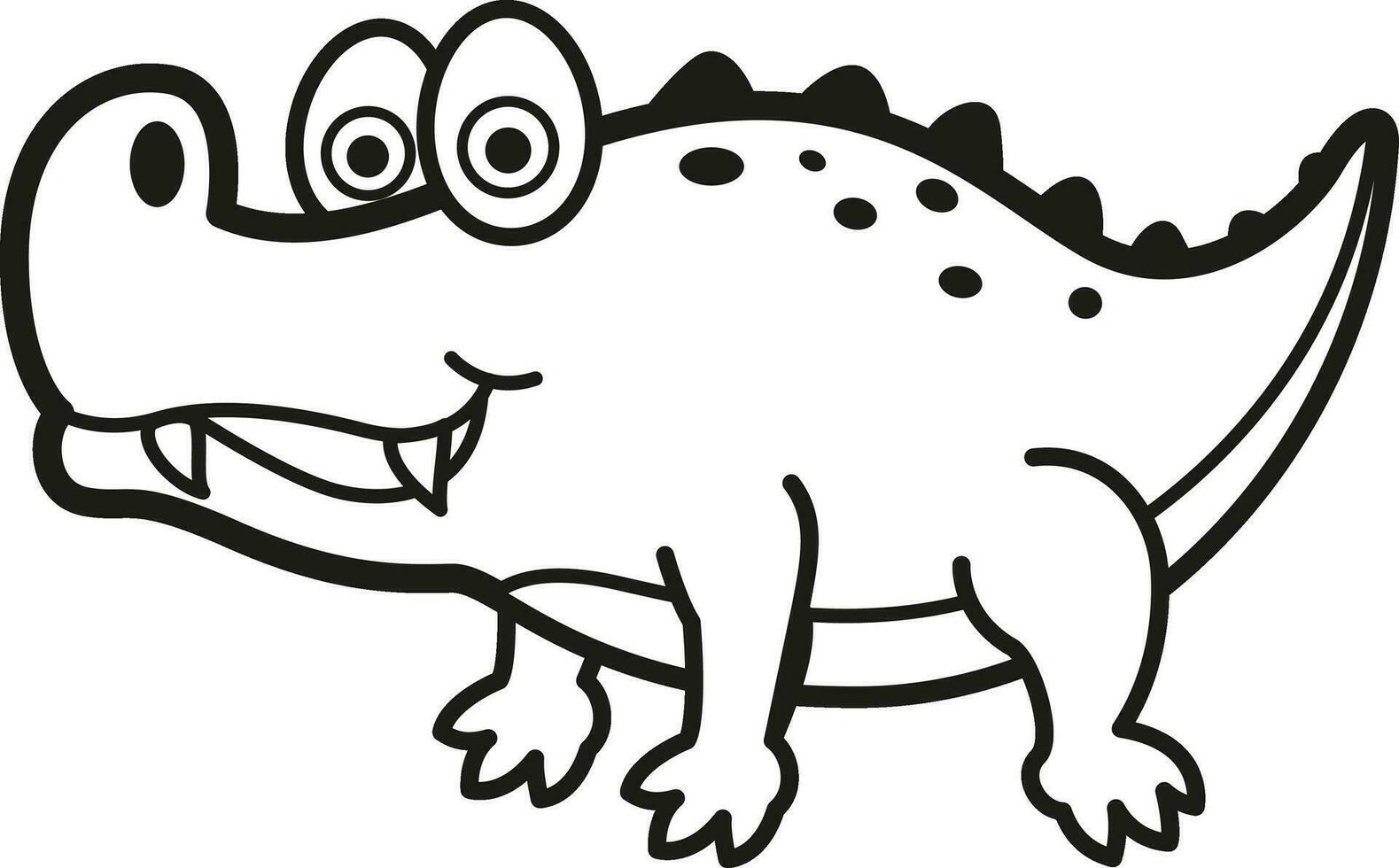 Illustration black and white alligator vector