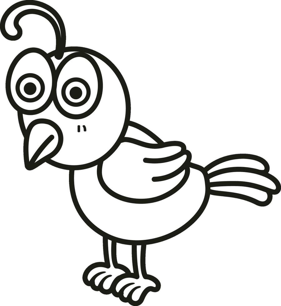 Illustration black and white quail vector