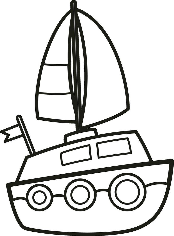 ilustración negro y blanco barco vector