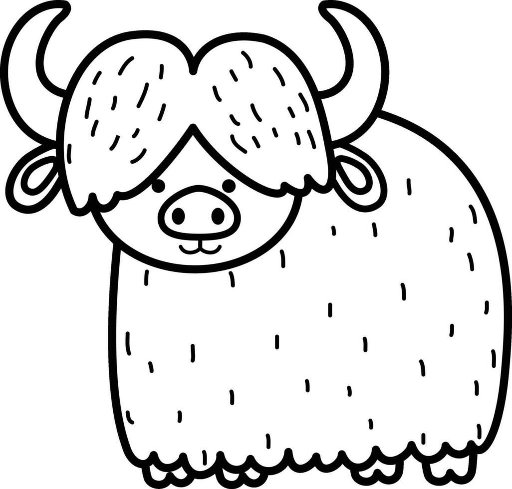 illustration black and white yak vector