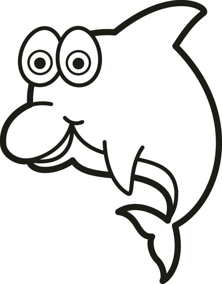 Illustration black and white dolphin vector