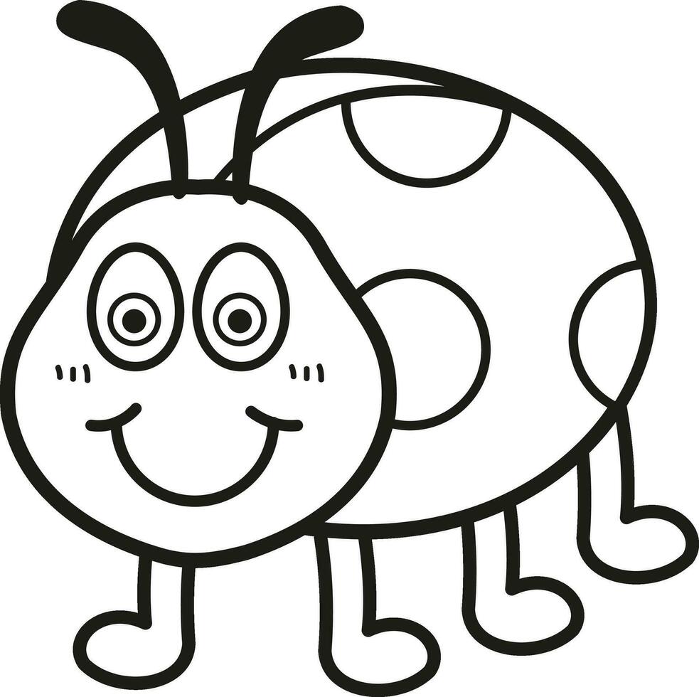 Illustration black and white ladybug vector