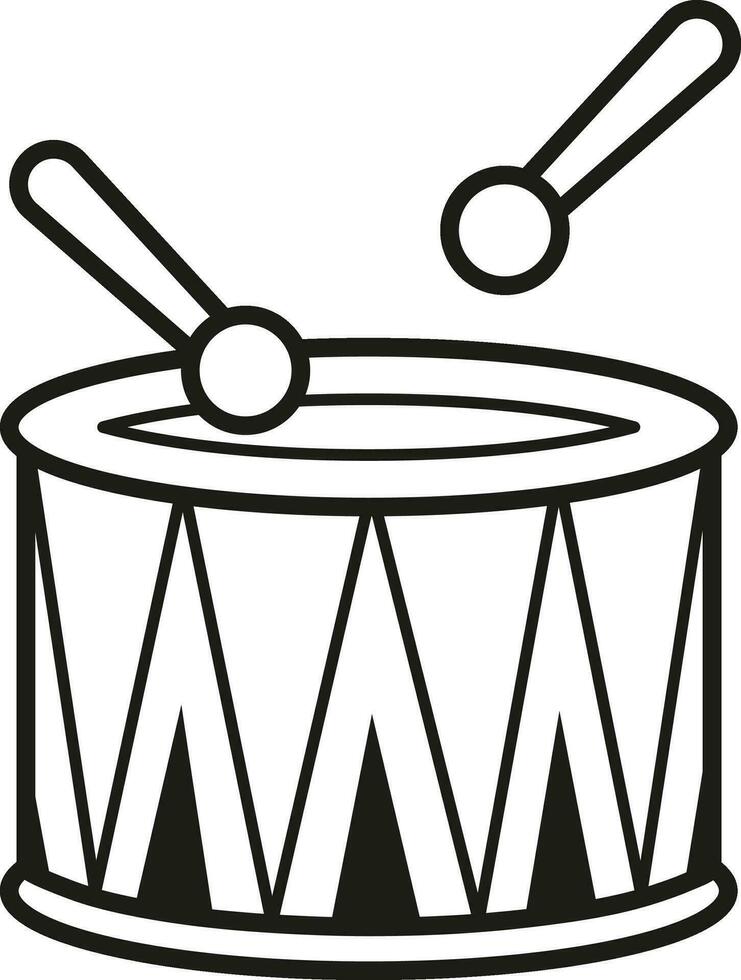 Illustration black and white drum vector