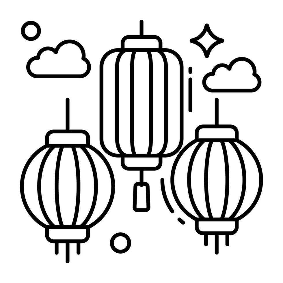 An editable design icon of chinese lantern vector