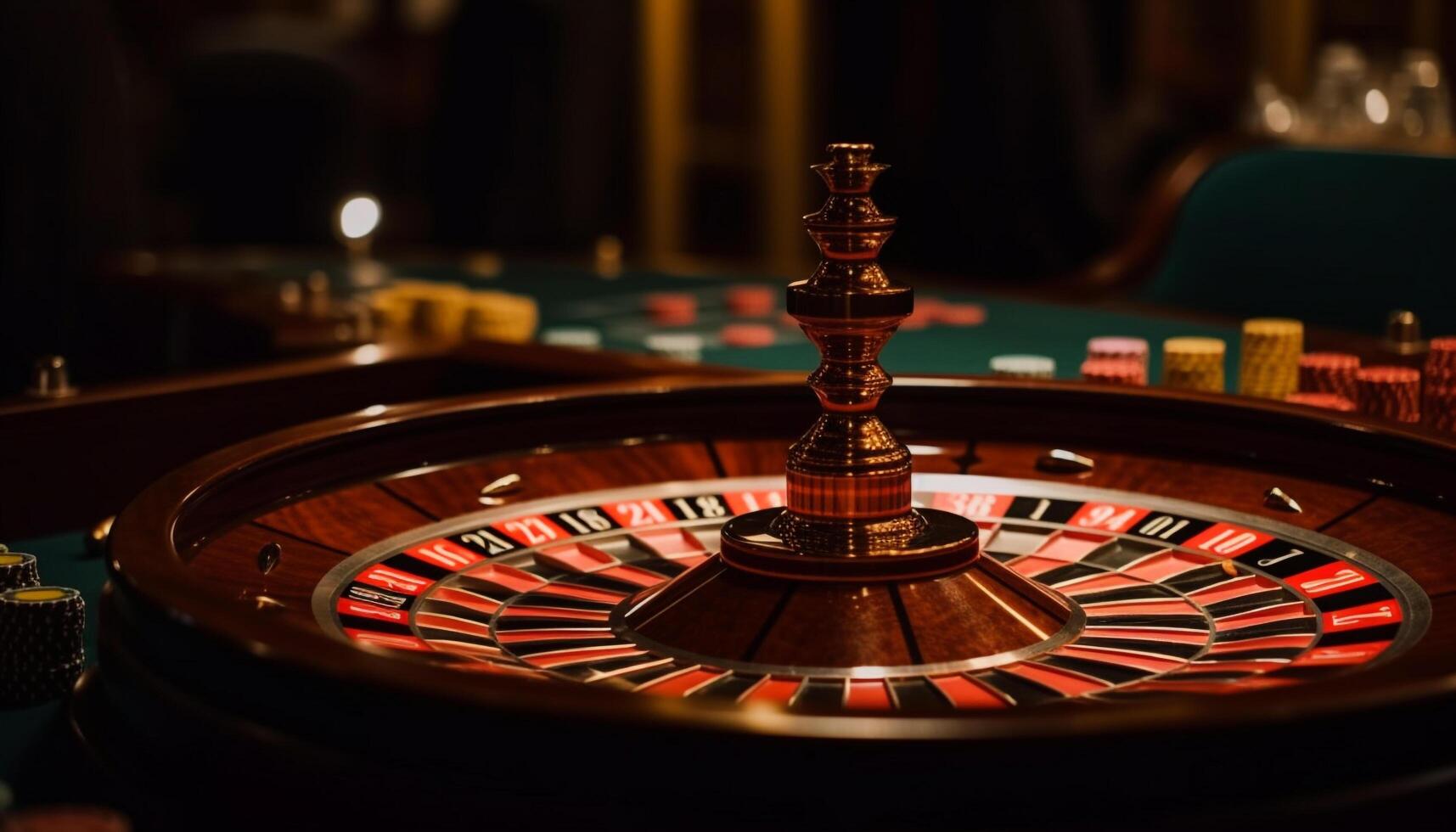 Spinning roulette wheel brings luck and wealth to casino players generated by AI photo