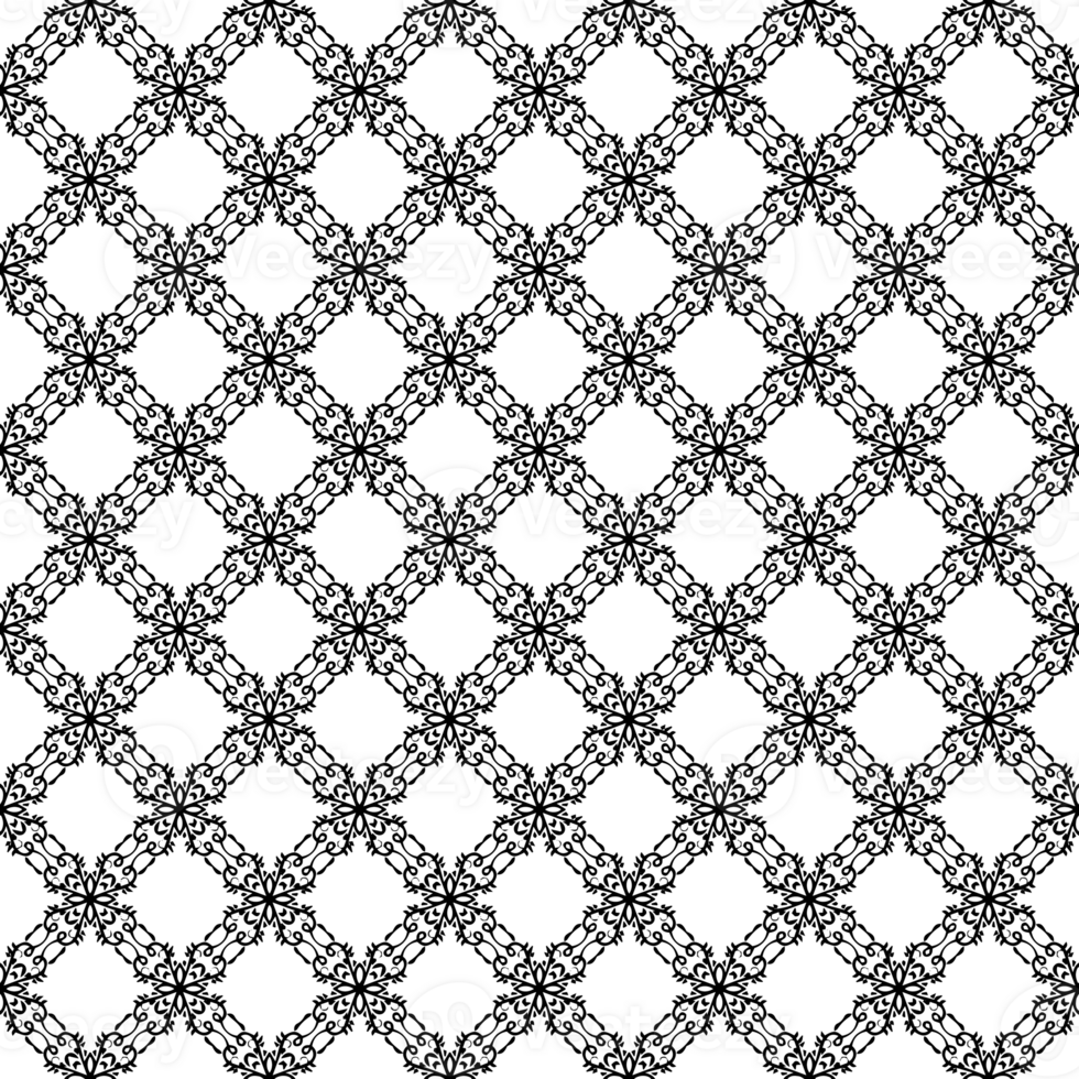 Black seamless abstract pattern. Overlay for background and backdrop. Ornamental design. PNG graphic illustration with transparent background.