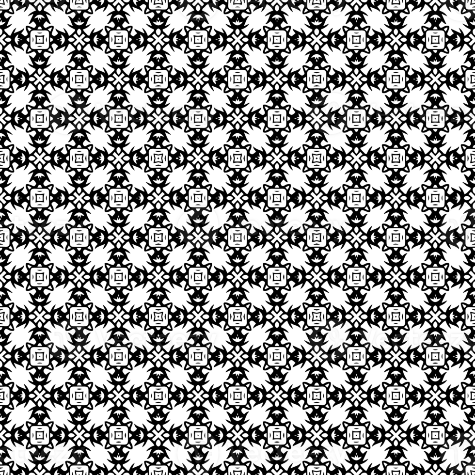 Black seamless abstract pattern. Overlay for background and backdrop. Ornamental design. PNG graphic illustration with transparent background.