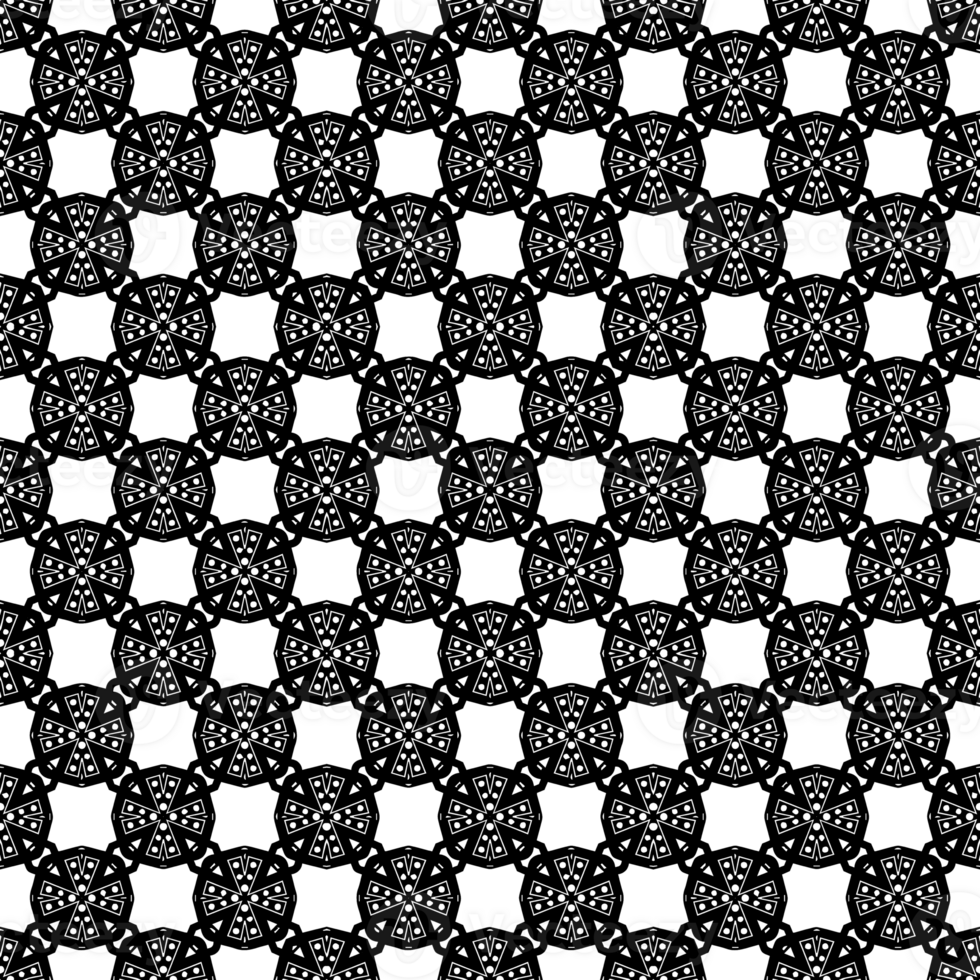 Black seamless abstract pattern. Overlay for background and backdrop. Ornamental design. PNG graphic illustration with transparent background.