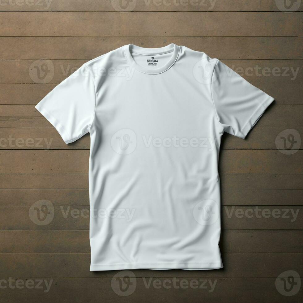 A Closed-Up Shot of A Plain White T-Shirt Mock-Up. AI Generative photo