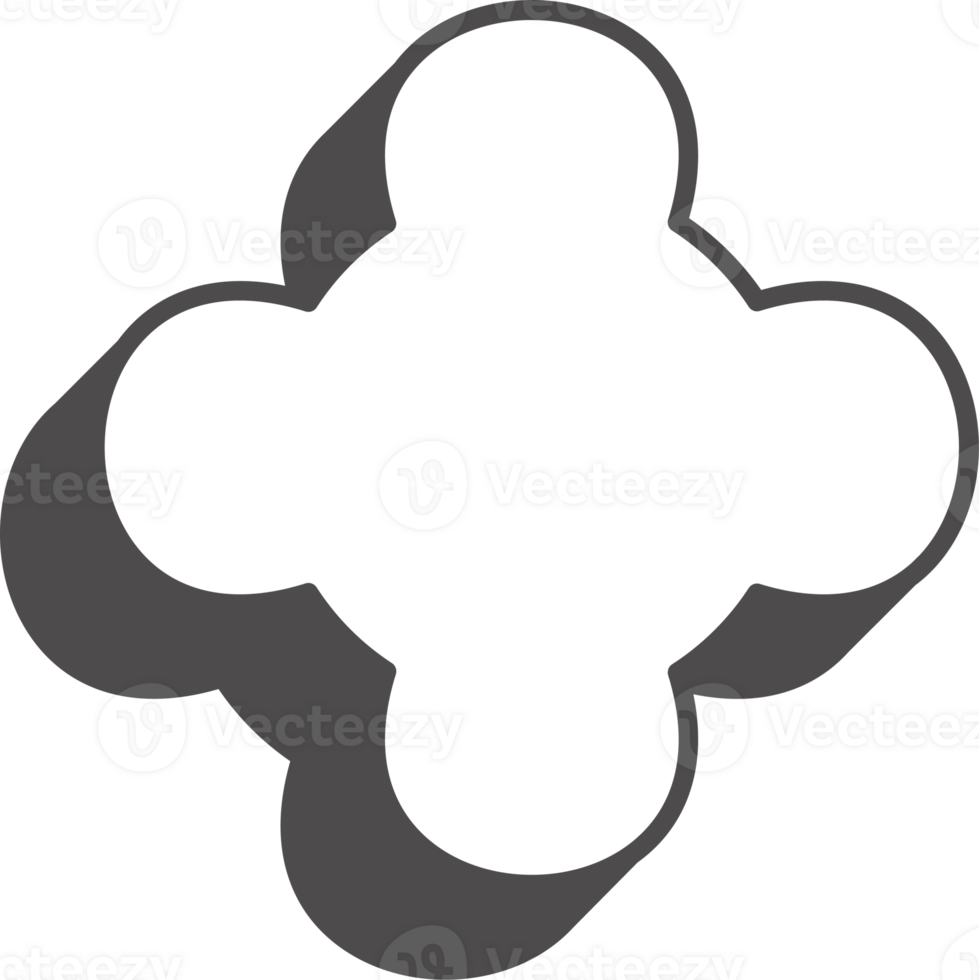 Abstract geometric element. Neobrutalism graphic shape. Minimal groovy Y2k retro sticker. Retro label. Simple flower png